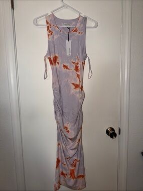 Micheal stars Lavender and Orange Tie-Dye Ruched Maxi Dress